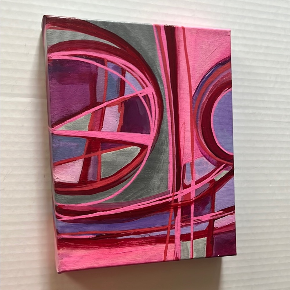 Abstract Pink and Purple Canvas Art OOAK original handmade painting